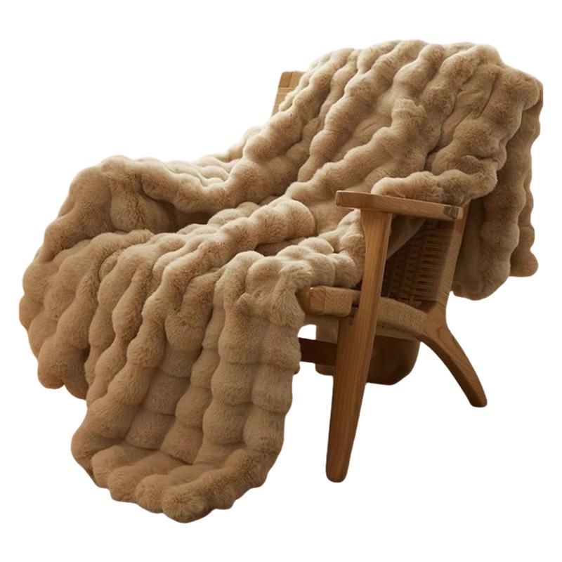 Verdickte Flanell-Winterdecke: Kaninchenhaar, Korallenfleece-Schal für Büronap, Klimaanlage und Sofanutzung