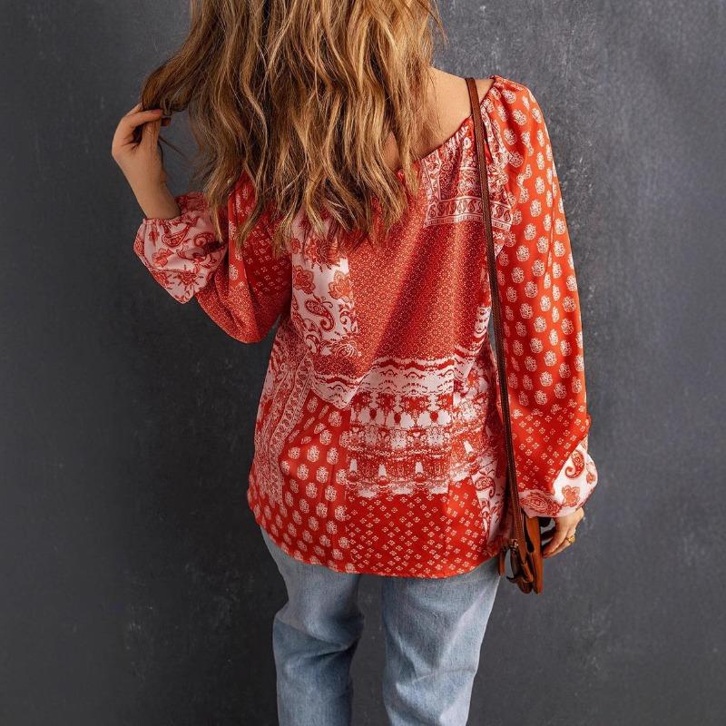 DAFIFY Damemote Uformelt vår, høst, lange armer bluser og skjorter med V-hals