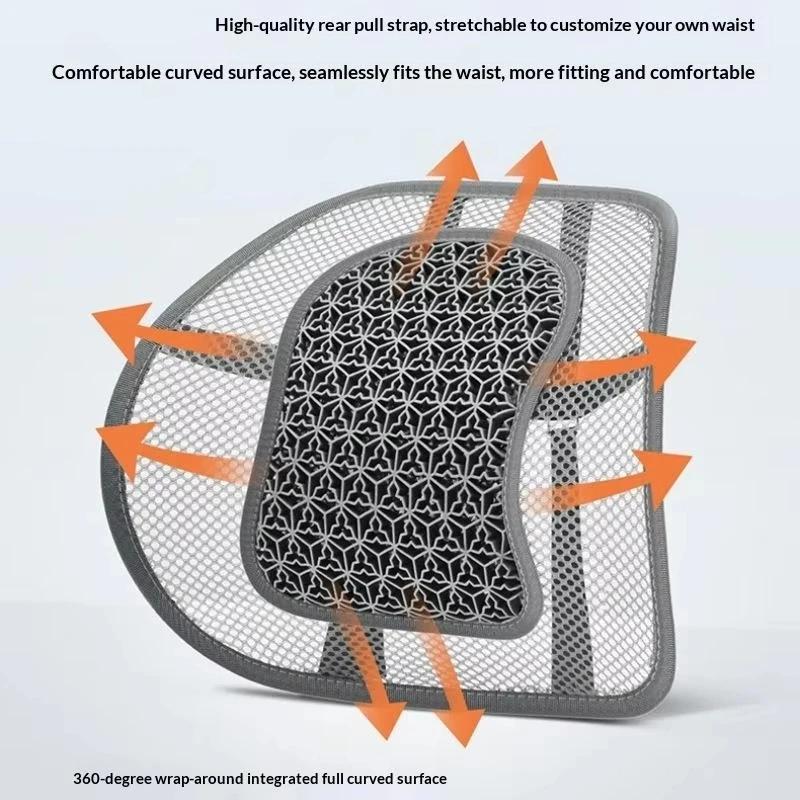 Car Seat Chair Back Cushion Mesh Breathable Lumbar Back Brace Car Seat Chair Cushion Massage Back Cushion Pad Support HomeOffice