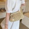 Yogodlns Women Straw Shoulder Bag Chain Strap Woven Crossbody Bags Large Capacity Cloud Clutch Purse Stylish Solid Color Beach Handbags