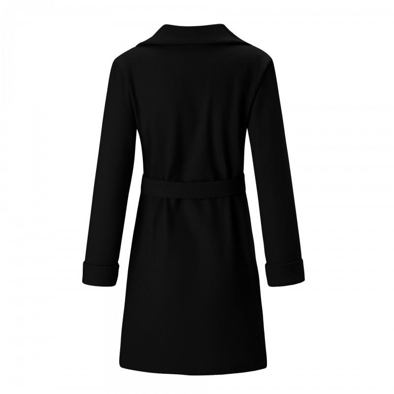 Womens Wool Blend Long Coat With Belted Waist Notched Lapel - Winter 2026