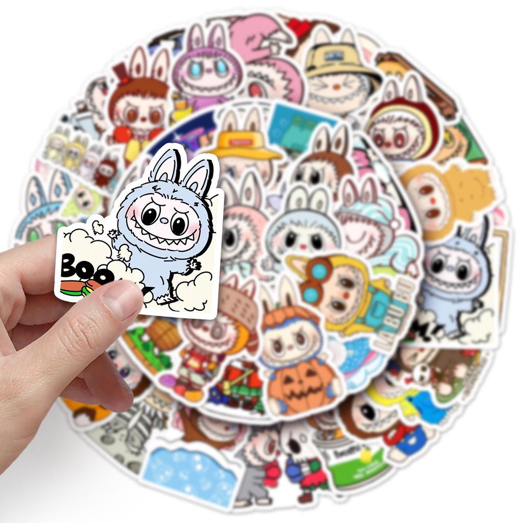 50 Cartoon Labubu Stickers - Cute Rabbit Elf Group, Waterproof for Journals or Water Bottles