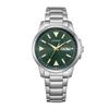 100 Meters Waterproof Solar Quartz Steel Strap 36.5mm Men's Watch Green Dial BM8180-71W