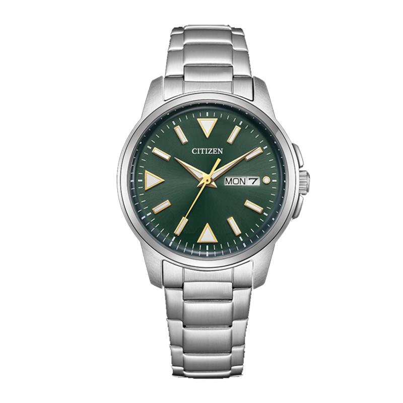 

CITIZEN 100 meters waterproof solar Quartz Steel Strap 36.5mm men s watch green dial BM8180-71W зелений
