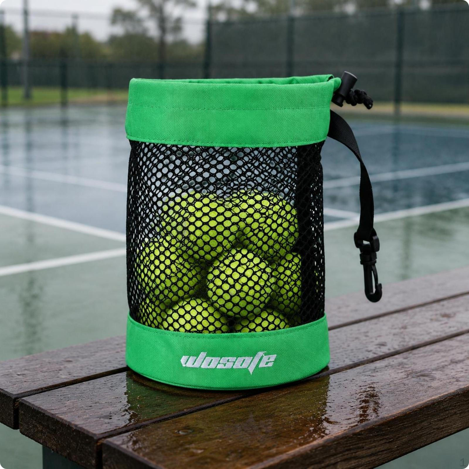 Drawstring Mesh Ball Bag Lightweight Cylindrical Green