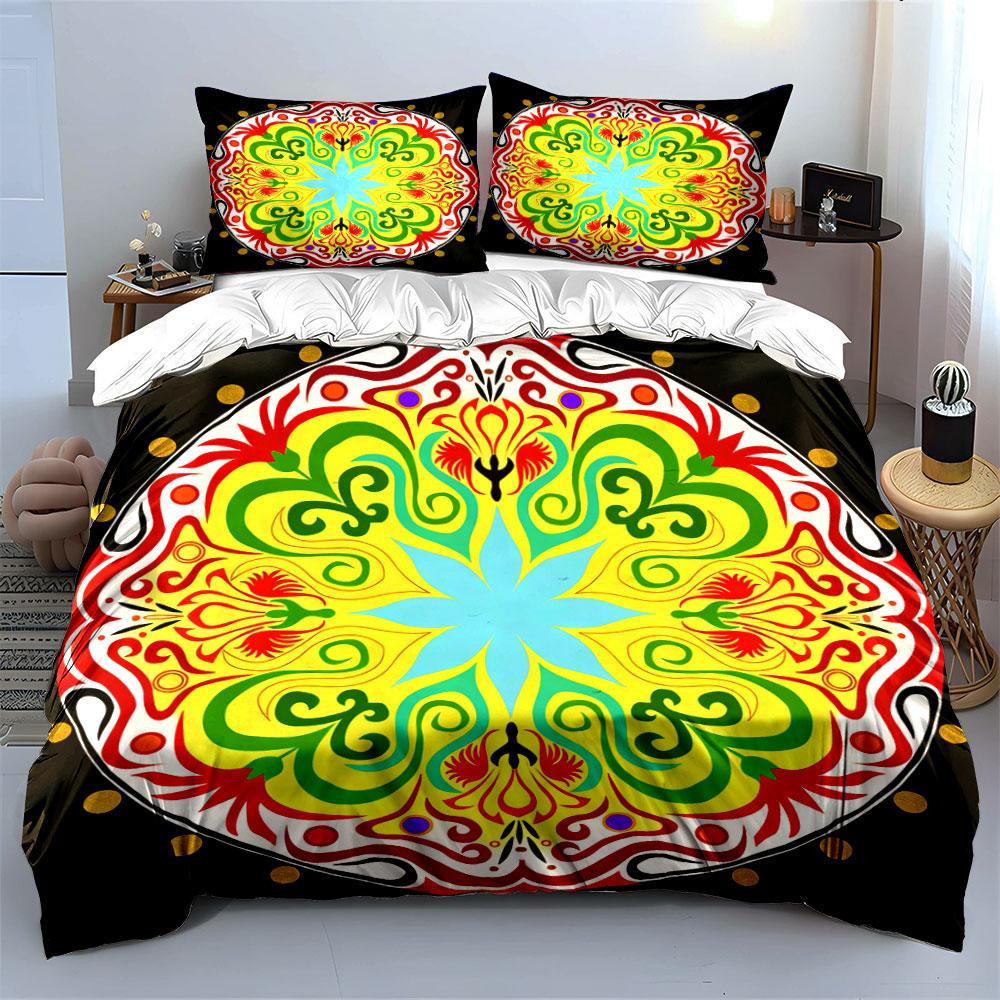 Colorful Mandala Three-Piece Set Decor Soft Comfortable Duvet Cover Bedding Set Included 1*Duvet Cover & 2*Pillowcases, Gift