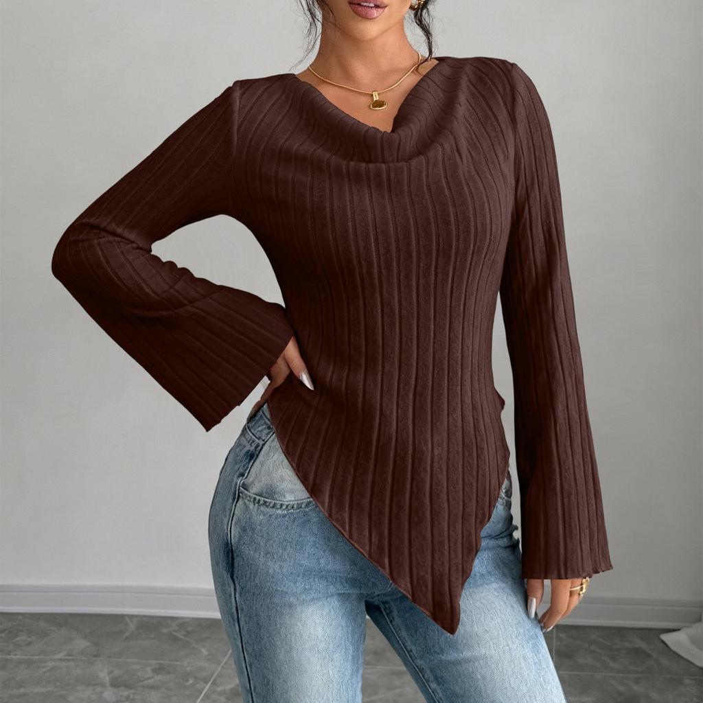 Dámský módní elegantní top s dlouhým rukávem pro dojíždění a volný čas