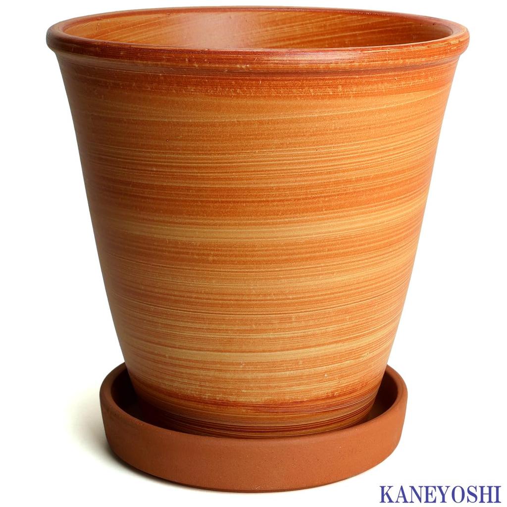 KANEYOSHI Ceramic Flower Koharu with Made In Japan with Reliable Domestic Quality Mikawa-yaki Pot, (Koharu), Orange, No. 8, Plate,