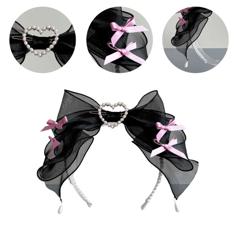 Spitzen Schleifen Haarband Mädchen Haar Stirnbänder Cosplay Perlen Perlen Haarband Kopf Reifen Kopfschmuck Haarschmuck