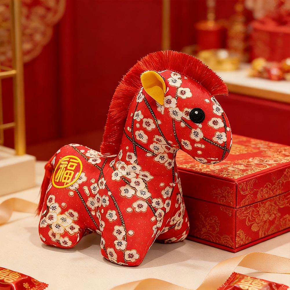2026 Chinese New Year Horse Mascot Plush Doll Five Gift Soft Stuffed Toy Festival Horse Doll Favor Event Flower Party H7O5