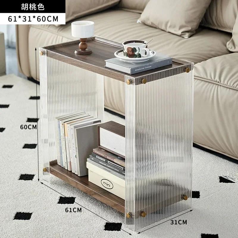 Transparent Acrylic Coffee Table, Double Layered Tea Table, Large Capacity Storage Rack, Living Room Side Table,Nordic Furniture