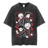 Vintage Washed Anime Hunter X Hunter T Shirts Spider Phantom Troupe Hisoka Chrollo Short Sleeve T-shirt Men Women T-shirt