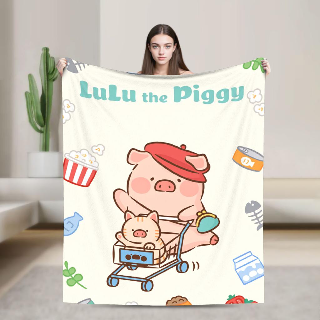 Cartoon L-Lulu Pig  Blanket  Soft Fashion Plush Bedding Throws For Couch Chair Decorative Flannel Bedspread Bed Cover