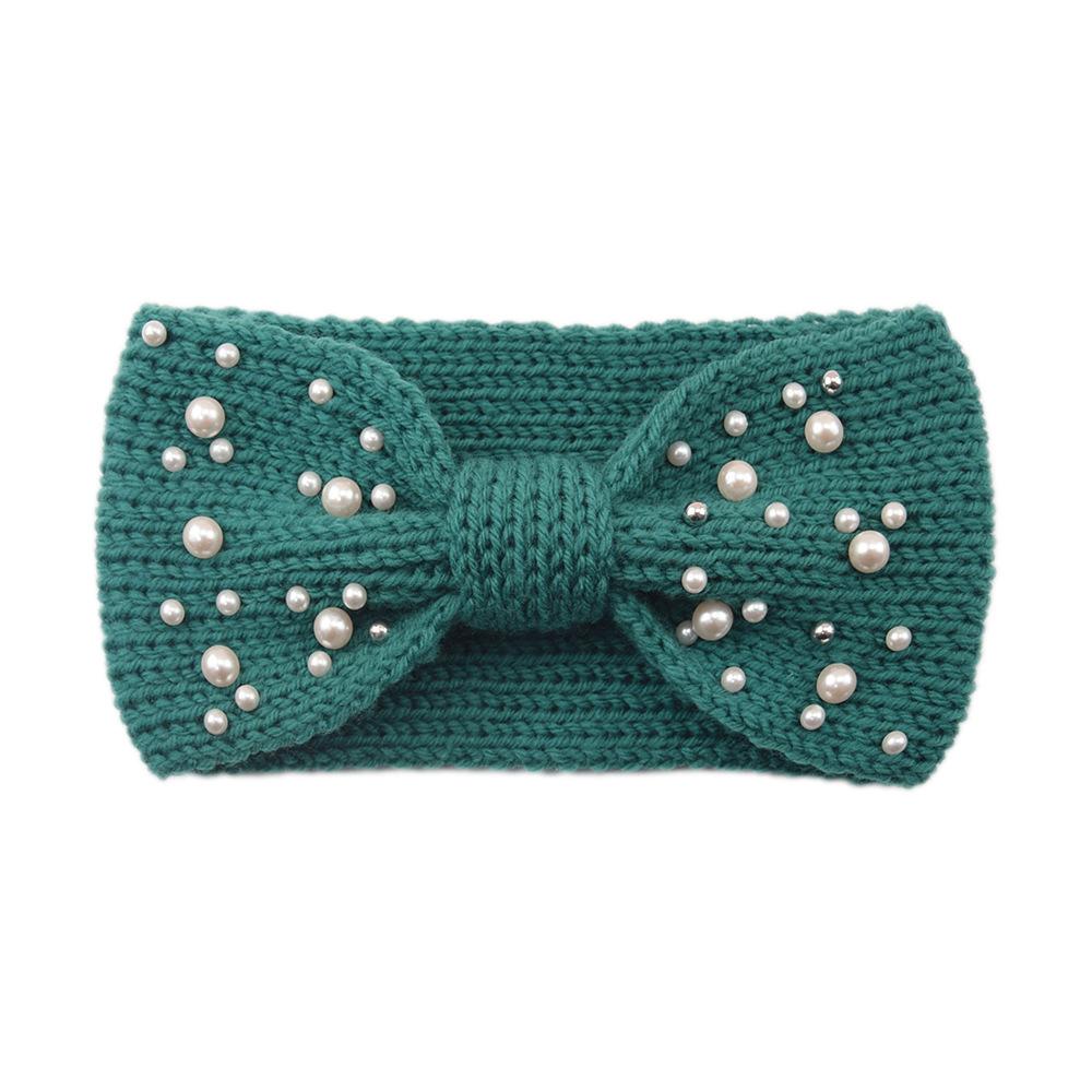 New Wide Bowknot Pearl Headbands For Woman Warm Hairband Elastic Sports Yoga Headwear Girls Hair Band Winter Hair Accessories