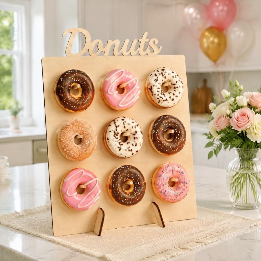 9 Capacity Doughnut Display Stand Wooden Household Doughnut Rack Wedding Supplies