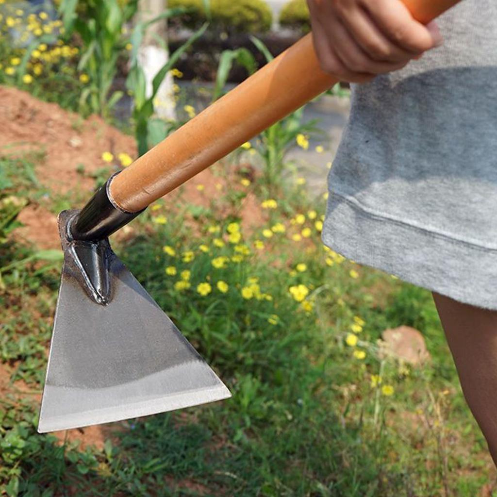 All-Steel Weeding & Cultivating Hoe Triangular Blade Multi-Purpose Farming Hoe Versatile 2-In-1 Use for Soil Tilling & Ridging