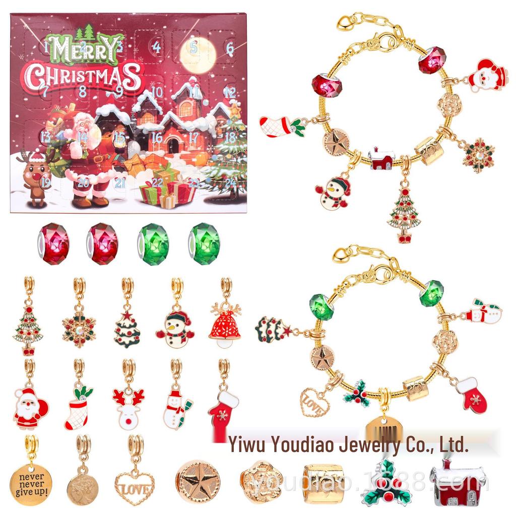 DIY Christmas Snowflake & Santa Puzzle Beaded Bracelet Set for Children & Women