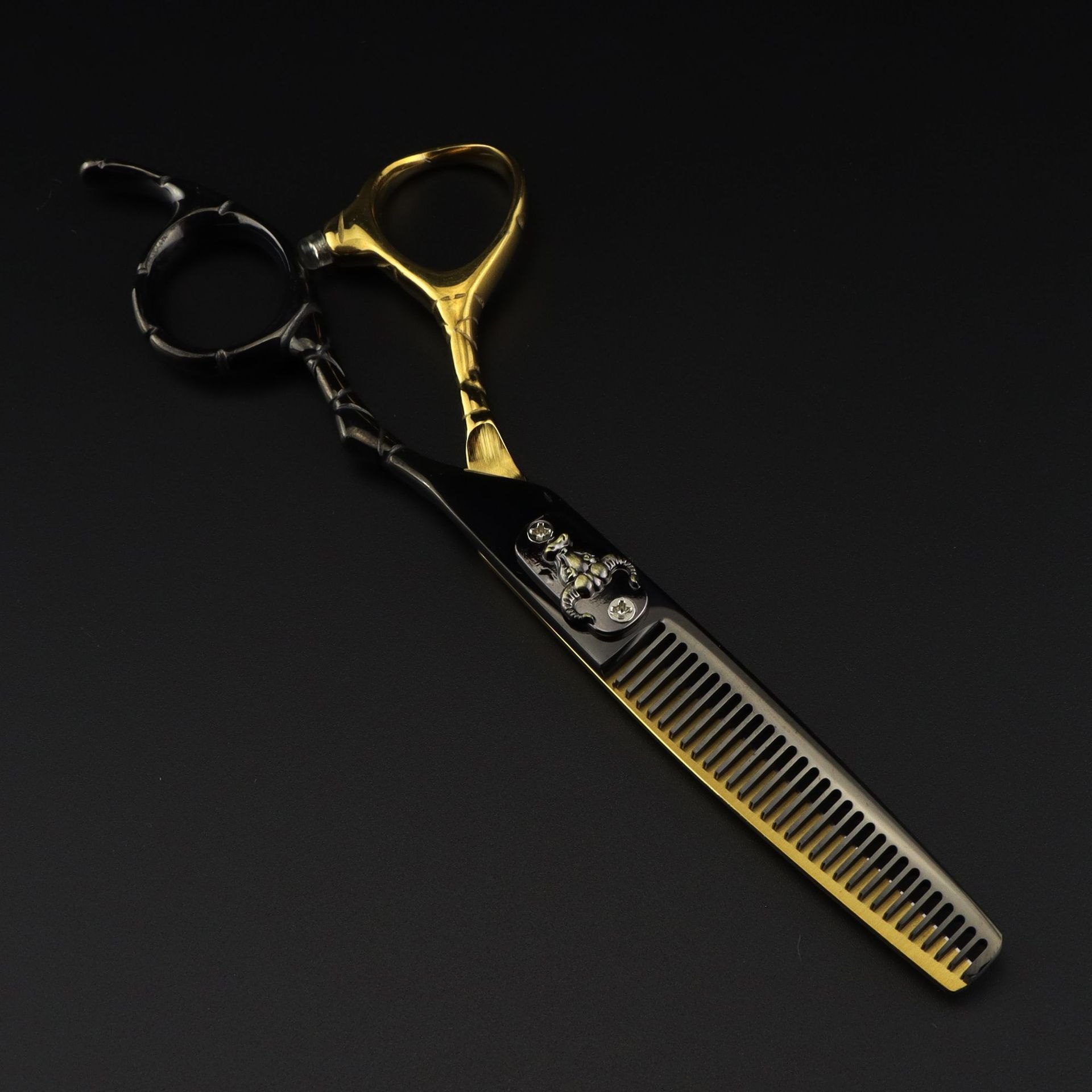 

Профессиональные стальные 6-дюймовые ножницы для стрижки волос с бычьей головкой, филировочные ножницы для парикмахера, парикмахерские ножницы B чёрный