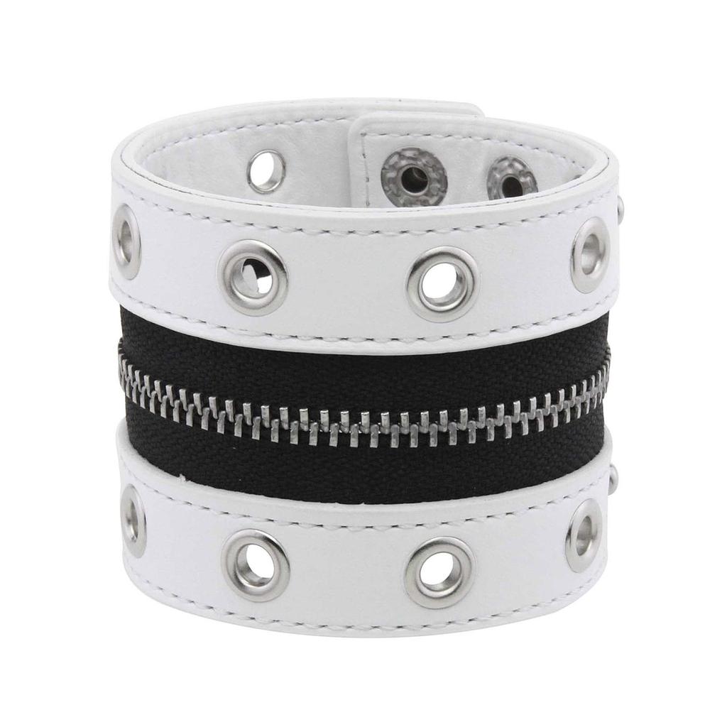 Punk-Stil Breites Lederarmband mit Nieten und funktionierendem Reißverschluss für edgy Modeaccessoires