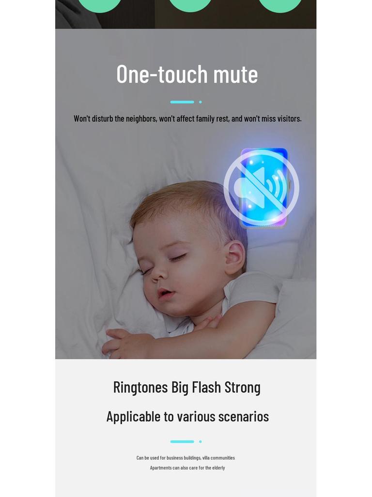 Wireless Flash Doorbell for Elderly: One-to-Three AC Power | Silent Mode | Easy One-Key Help Call