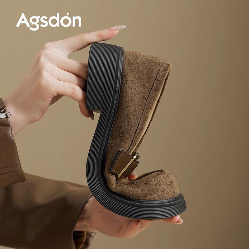 Platform New Autumn and Winter British Style Small Leather Shoes Commuter Shoes
