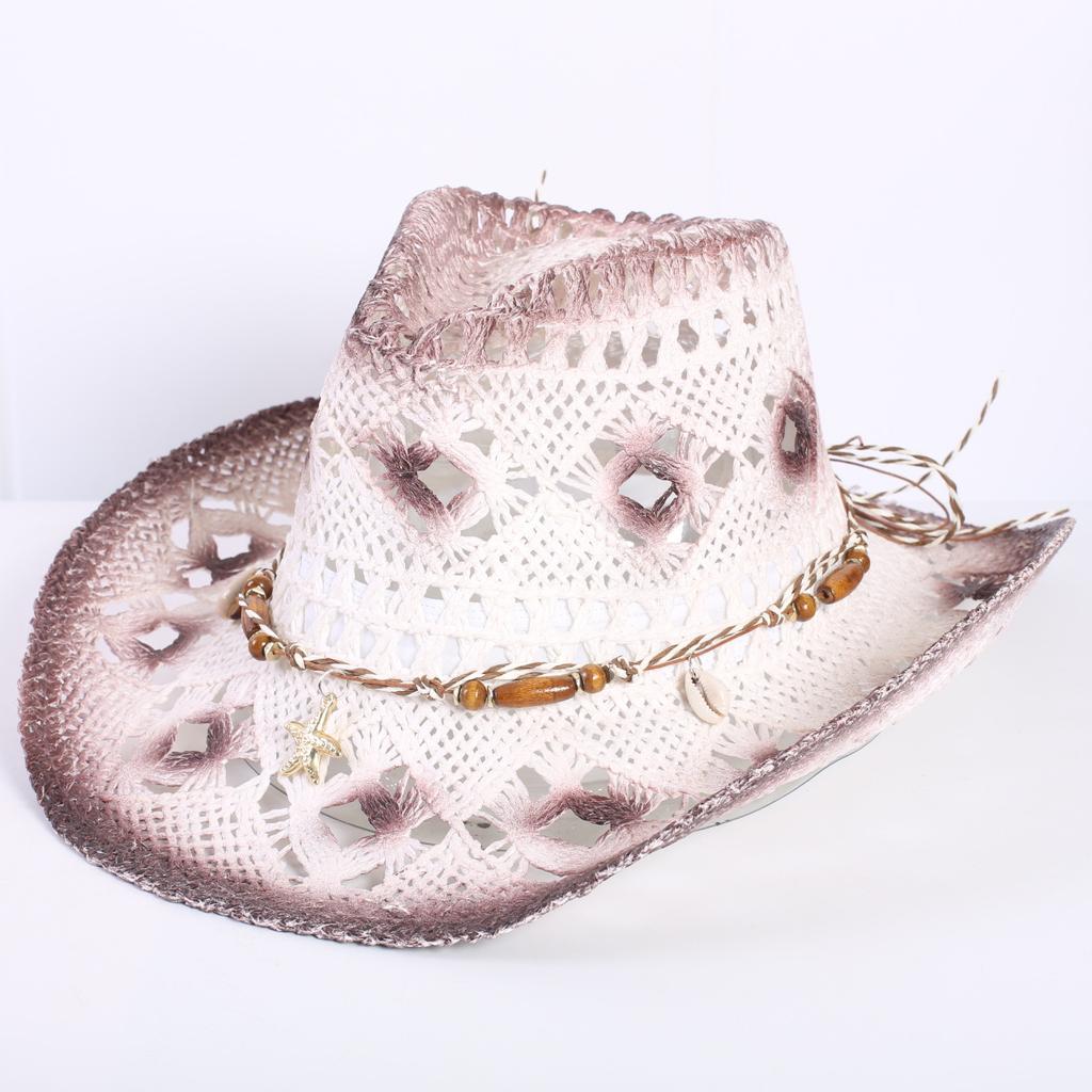 Popular European and American Classic Hollow Western Cowboy Hat Men's and Women's Fashion Vacation Breathable Sunshade Straw Hat