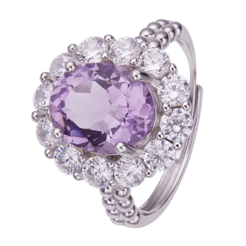 Natural Amethyst Citrine Topaz Ring Women'S S925 Sterling Silver Jewelry Light Luxury Generous