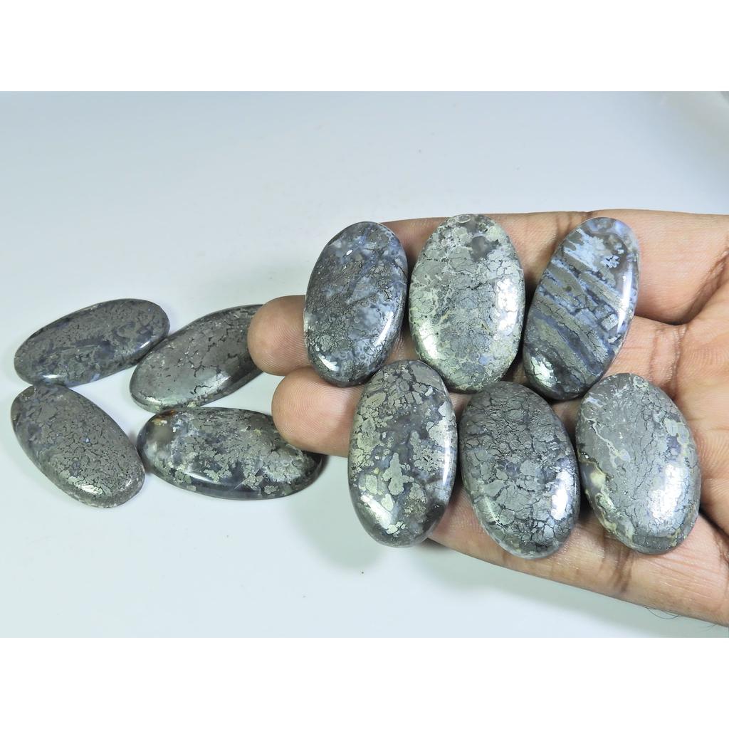 471Cts. Natural Marcasite Oval Shape Cabochon Loose Gemstone 10 Pcs Lot C-319