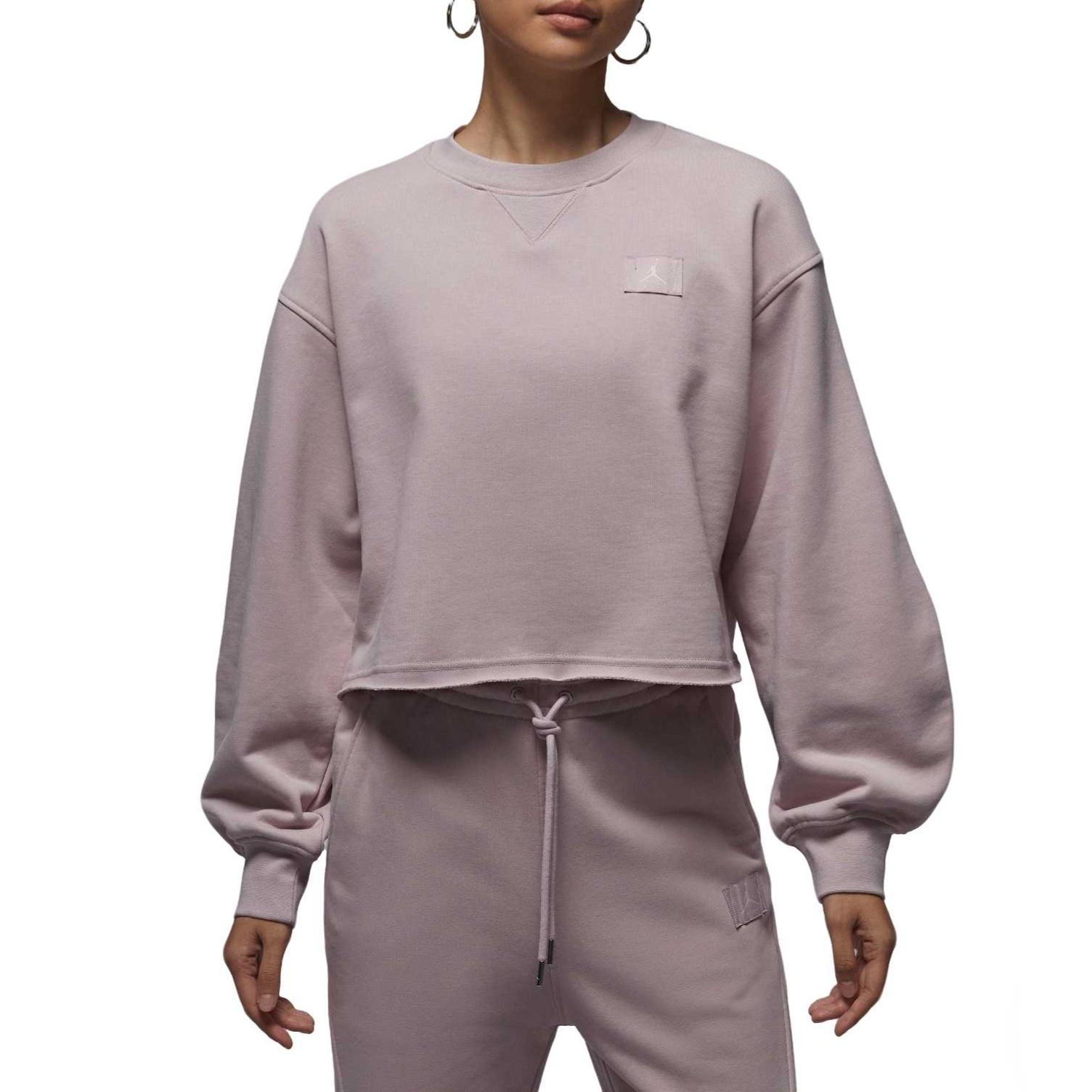 (WMNS) Air Jordan Flight Fleece Mid-Length Crew Neck Sweatshirt Particle Rose Red Women s IF1007-627 L