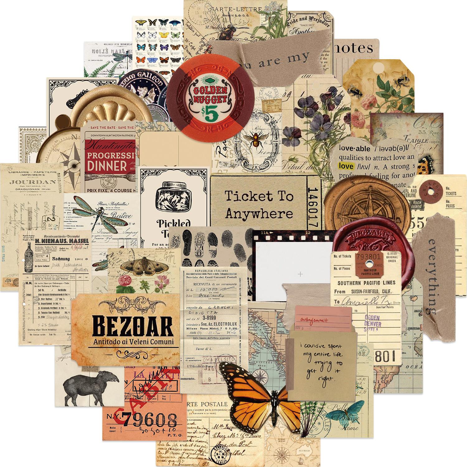 

50 Мультяшных Ретро Архивных Граффити Наклеек Декоративные Гитара Ноутбук Чемодан DIY Водонепроницаемые Наклейки