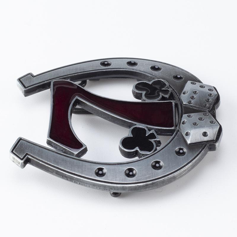 Cataramă pentru cureaua ecvestră Seria calului Cataramă netedă metalică simplă Numărul 7 Model de prune Logo-ul zarurilor de origine