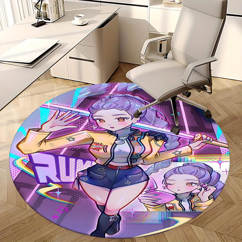1pc Rerrumi Anime Design Round Carpet - Office Chair Mat, Non-Slip Rug for Home Decor, Living Room, Bedroom, Game Room