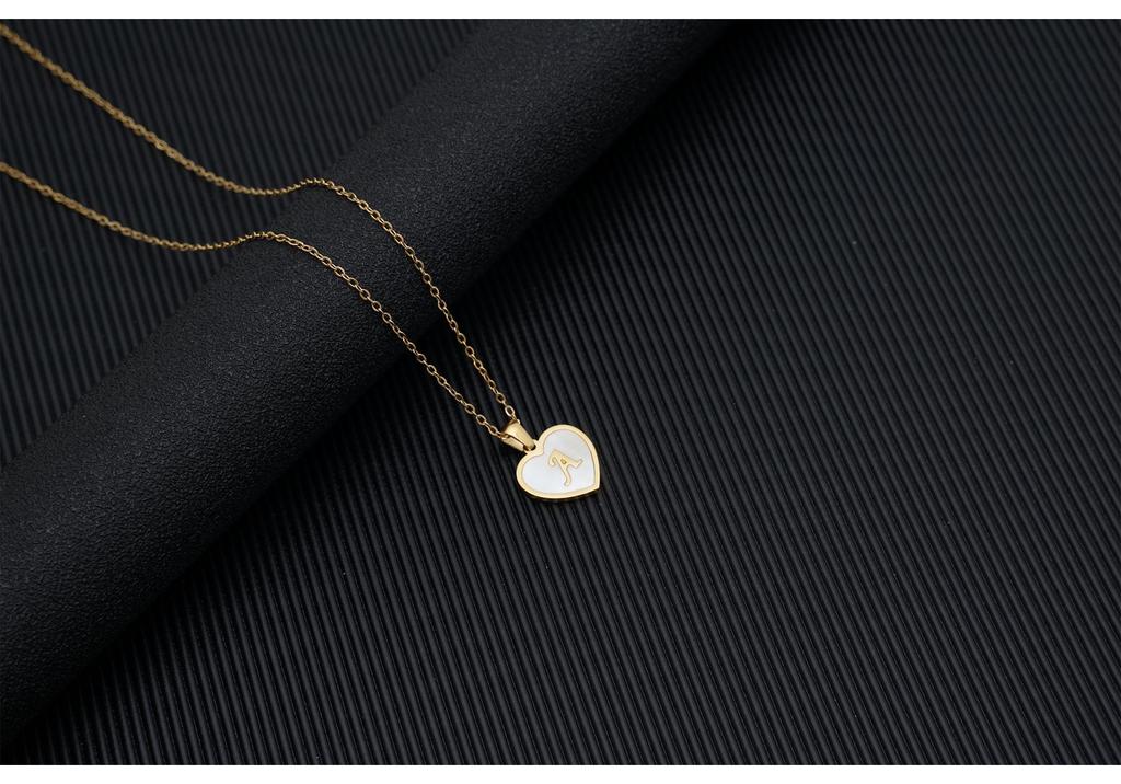 Gold Shell Pendant Necklace with English Alphabet - European & American Trend In Titanium Steel Chain