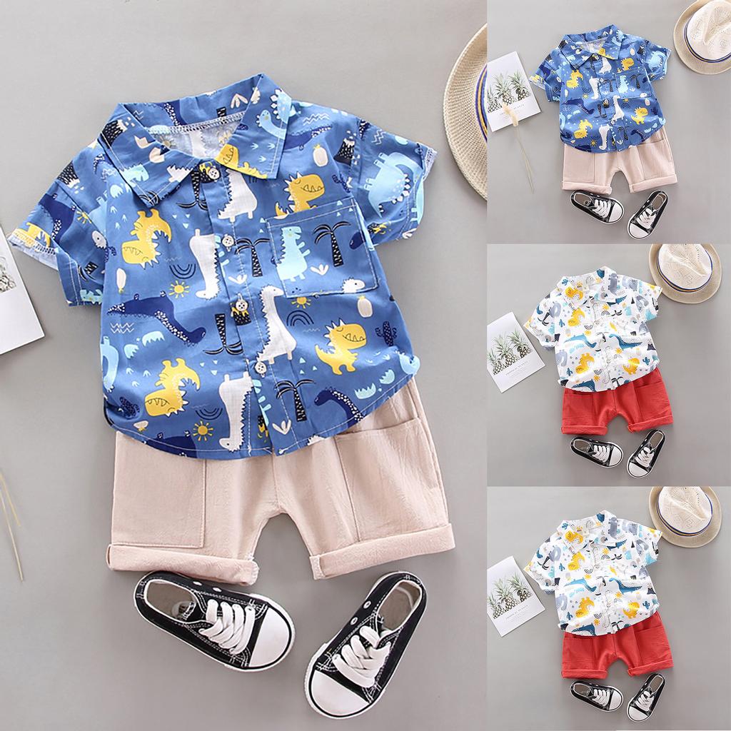 1-4Years Infant Baby Boys Clothes Set Cartoon T-shirt Tops+Shorts Summer Outfits