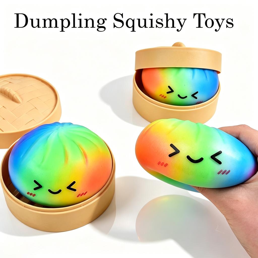 Bao arcobaleno colorato squishy a lenta risalita giocattolo antistress confezione mini vaporiera palla antistress morbida da spremere Kawaii cibo giocattolo sensoriale.