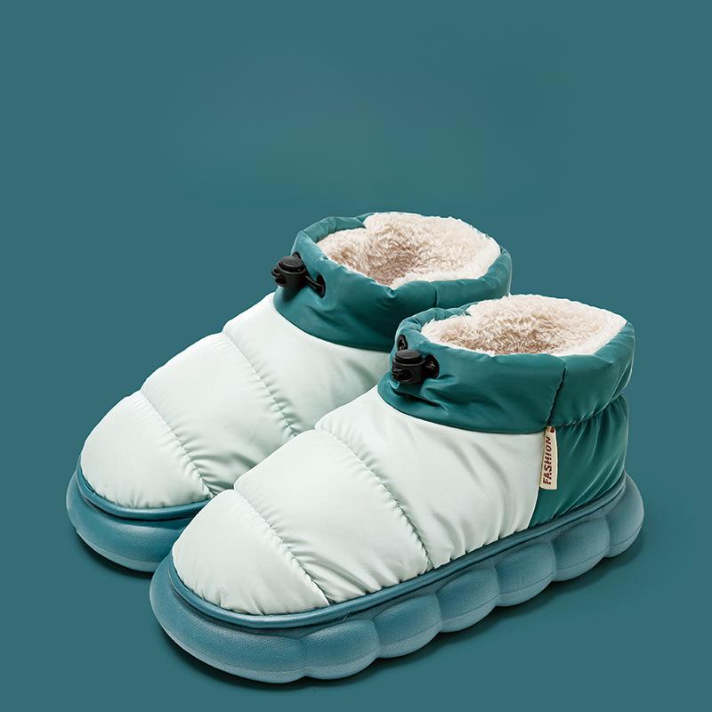 Dame og menn Vanntett Komfort Vinter Varm Faux Fleece Fuzzy Ankel Bootie Tøfler Plysjfôr Slip-on Hussko Anti-skli såle