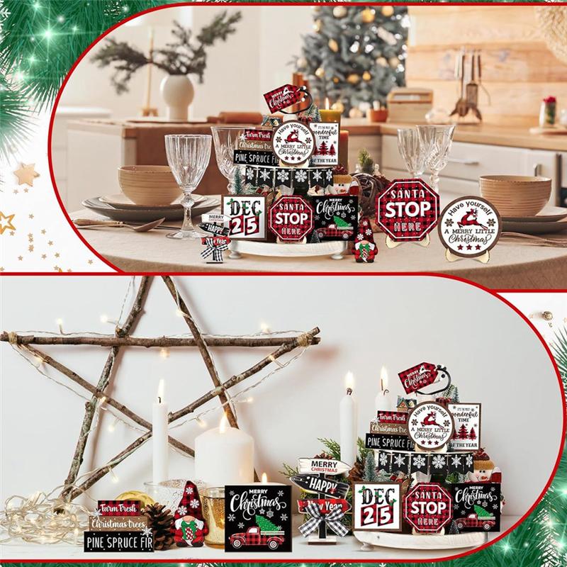 Christmas Decorations Tiered Tray 15-Piece Winter Snowflake Christmas Decorations Christmas Tray