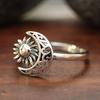 Vintage Simple Moon Sun Ring for Women Creative Delicate Antique Copper Color Party Holiday Zircon Accessories