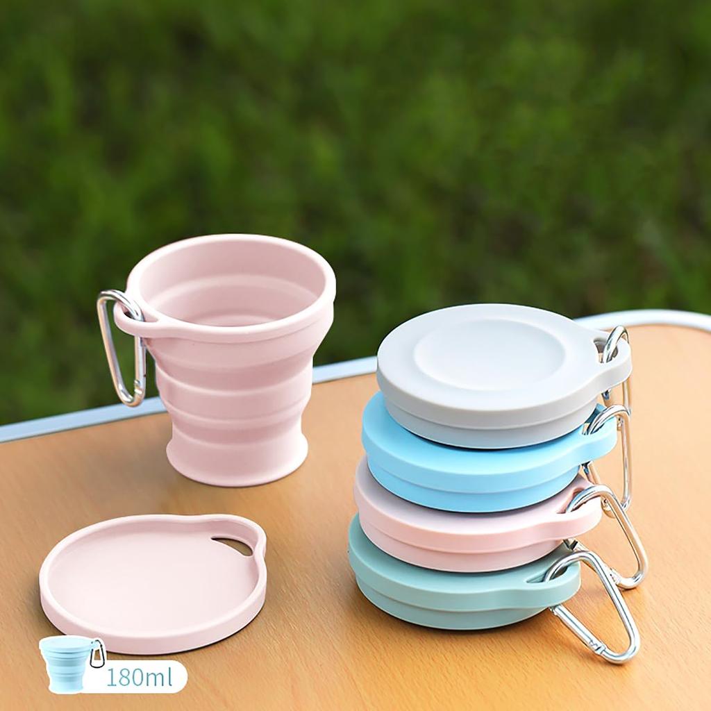 Folding Cup 180ml Folding Cup with Lid Silicone Portable Coffee