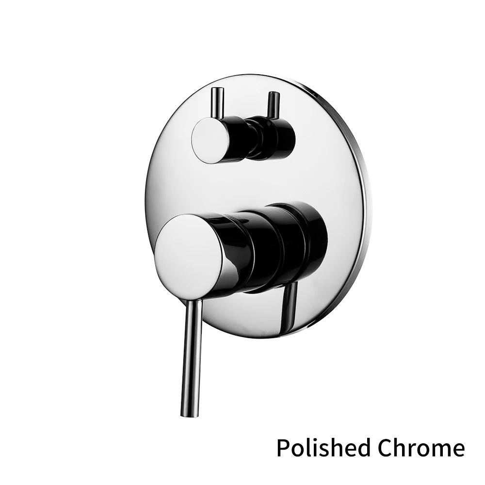Black Gold chrome Round Solid Brass Concealed 2 Way Diverter Shower Valve Mixer Water Tap Bathroom Accessories Water Faucets