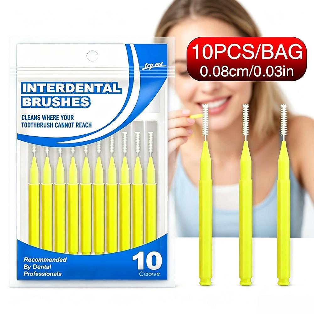 Thin 0.03in/0.08cm Interdental Brushes Disposable Portable Teeth Gap Cleaner Oral Deep Cleaning Interspace Toothbrush
