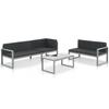 VidaXL Garden Lounge Set 3 Pcs and Cushions Aluminium Black