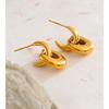 Yhpup Stainless Steel U-Shape Statement Earrings 18K Golden PVD Plated Texture Metal Daily Waterproof Jewelry Accessories