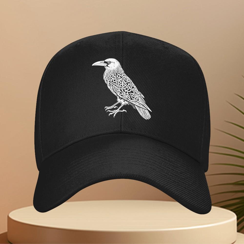 Celtic Knot Raven Baseball Cap Unisex Adjustable Polyester Graphic Hat for Outdoor Travel