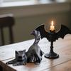 Ghost Black Cat Ornament Resin Halloween Ghost Cat Figurine Spooky Kitty Desktop Sculpture Gift for Cat Lovers