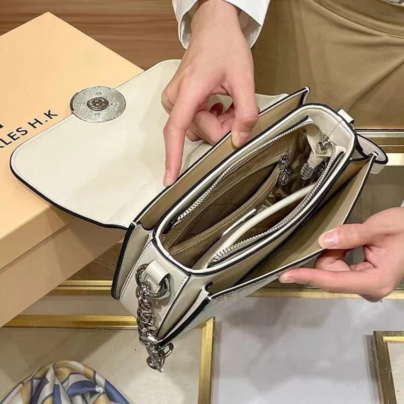 New Leather Ladies Shoulder Bag Fine Snake Girls Underarm Bag Fashion Chain Girls Saddle Bag Metal Decoration Two Layer Cowhide