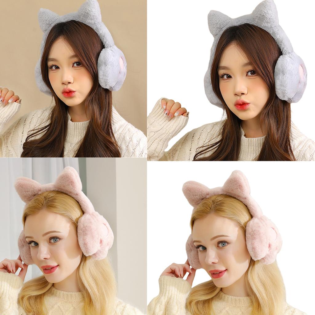 Cartoon Cat Ear Shape Plush Earmuff Adult Elastic Ear Warmer Winter Cold Winter Presents for Students Teens Skiing