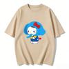 2026 Summer Hello Kitty Cartoon Printed Short Sleeve Pure Cotton Tshirts Womens Family Matching Outfits Classic Versatile Top