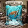 Ocean Adventure Whales Theme Throw Blanket Custom Name Text Personalized Blanket Soft Cozy Blanket for Home Sofa Bed