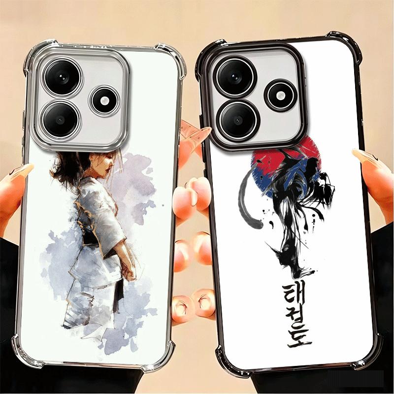 Taekwondo Kungfu Desgin Plating Phone Case For Xiaomi Poco X5 X6 X7 X8 Pro Max F8 Ultra F7 M8 M7 M5S Redmi 15C 15 14C 13C 13 X3
